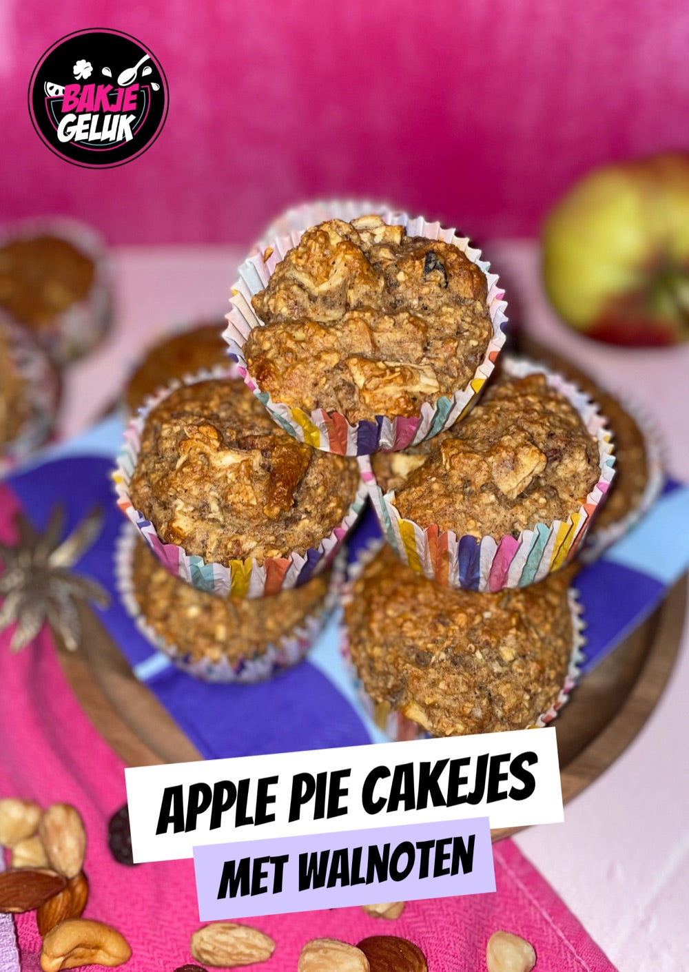 Apple pie cakejes met walnoten