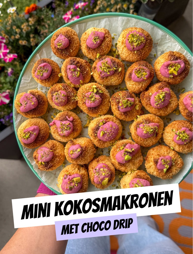 Mini kokosmakronen met choco drip